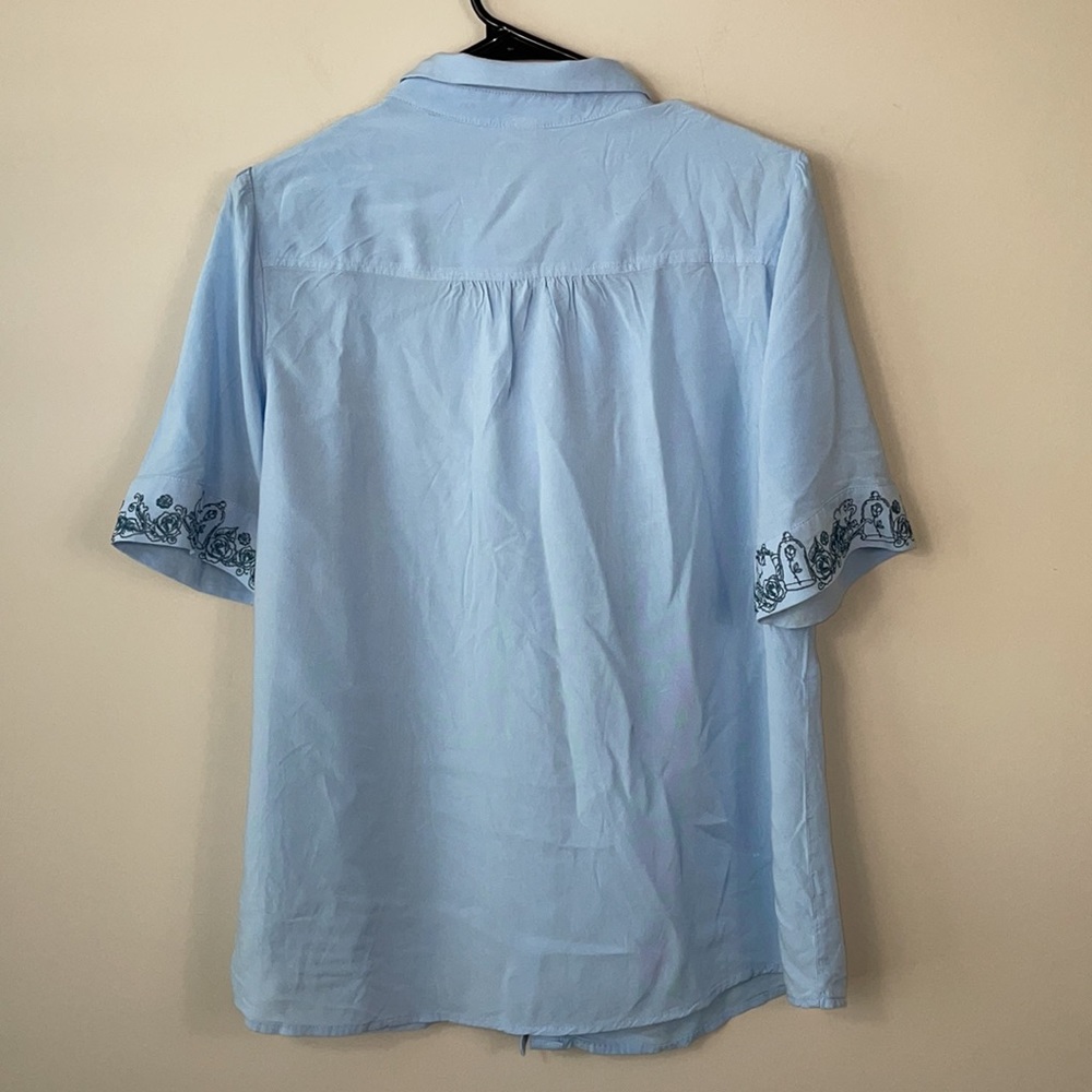 Disney Beauty and the Beast collared rose teacup shirt women size XL - Picture 3 of 7